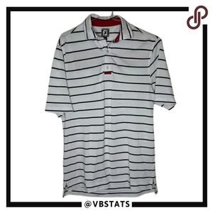 FootJoy White with Dark Midnight Striped Golf Polo in‎ Size Medium